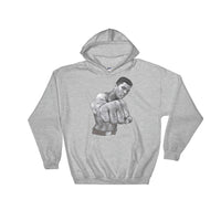 Mo Ali Fist Perspective Hooded Sweatshirt illustrated By Robert Bowen - Robert Bowen Tees